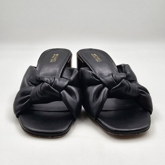MICHAEL Michael Kors Josie Slip-On Knotted Sandals Block Heel Black Women's 6M - Picture 4 of 13